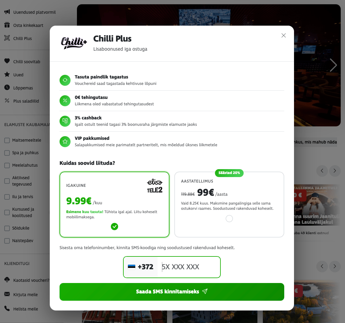 Chilli Plus laienes eraldi äpist kodulehele